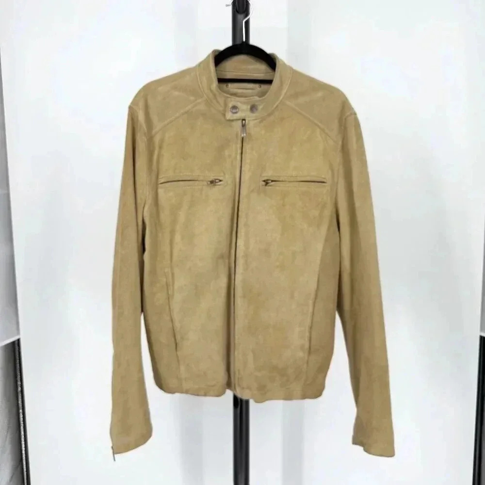 Wilsons Leather Mens M.Julian Biker Jacket Suede Size Medium Tan Vintage